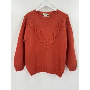 Calvin Klein Classifications Vintage Sweater Womens Small Orange 100% Wool Knit
